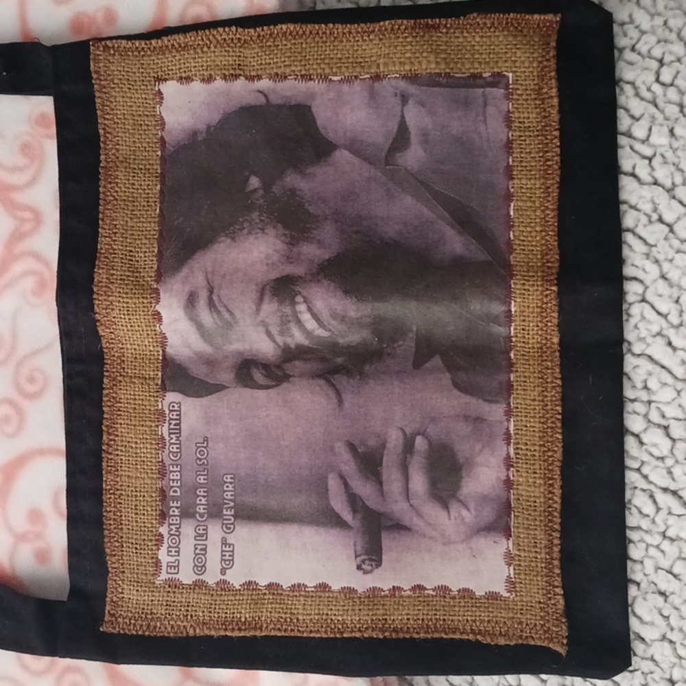 Handmade  "Che" Shoulder Crossbody Black Fabric Bag
